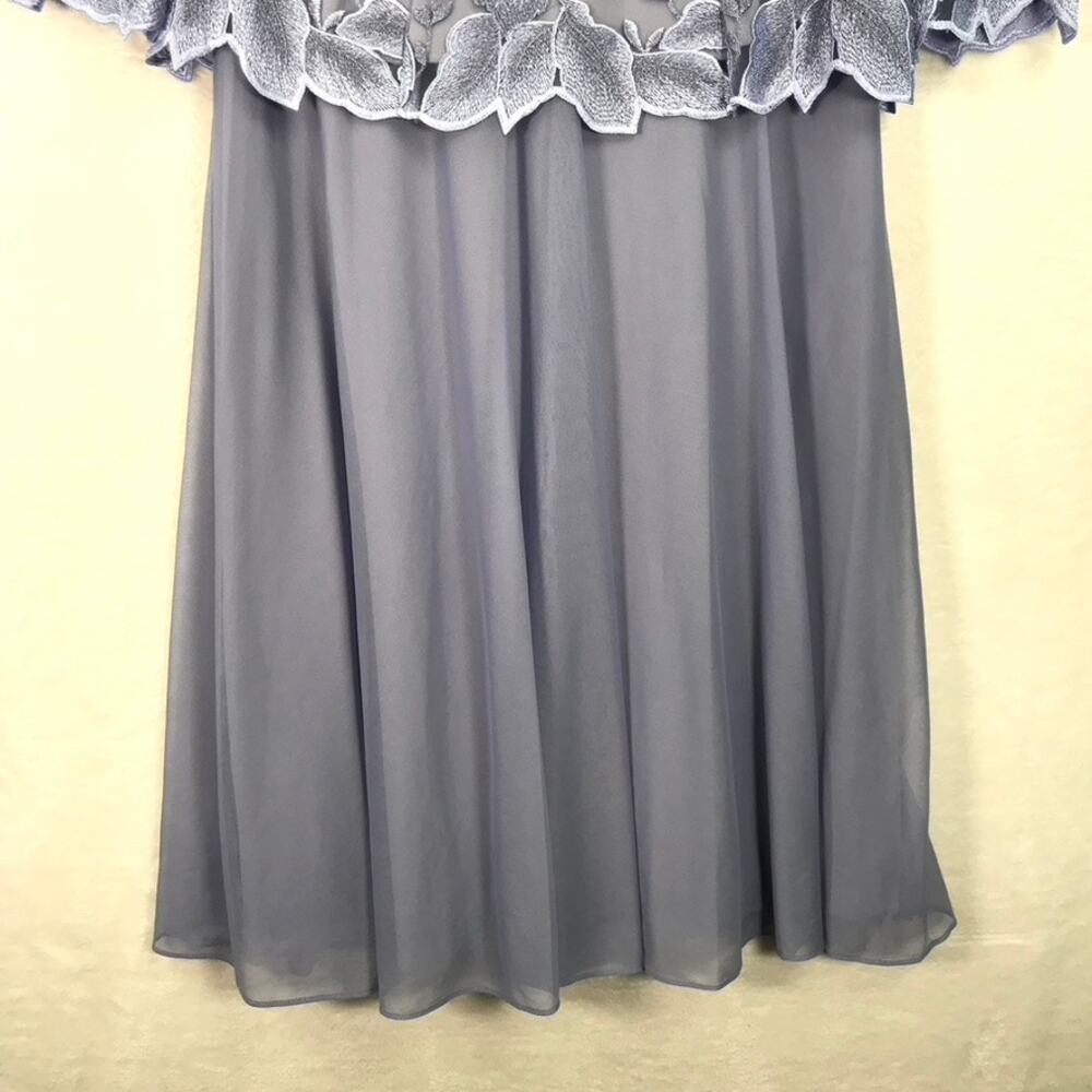 Alex Evenings Dress Size 4 Purple Embroidered Chiffon Mock Tea Knee Length Midi - Picture 6 of 14